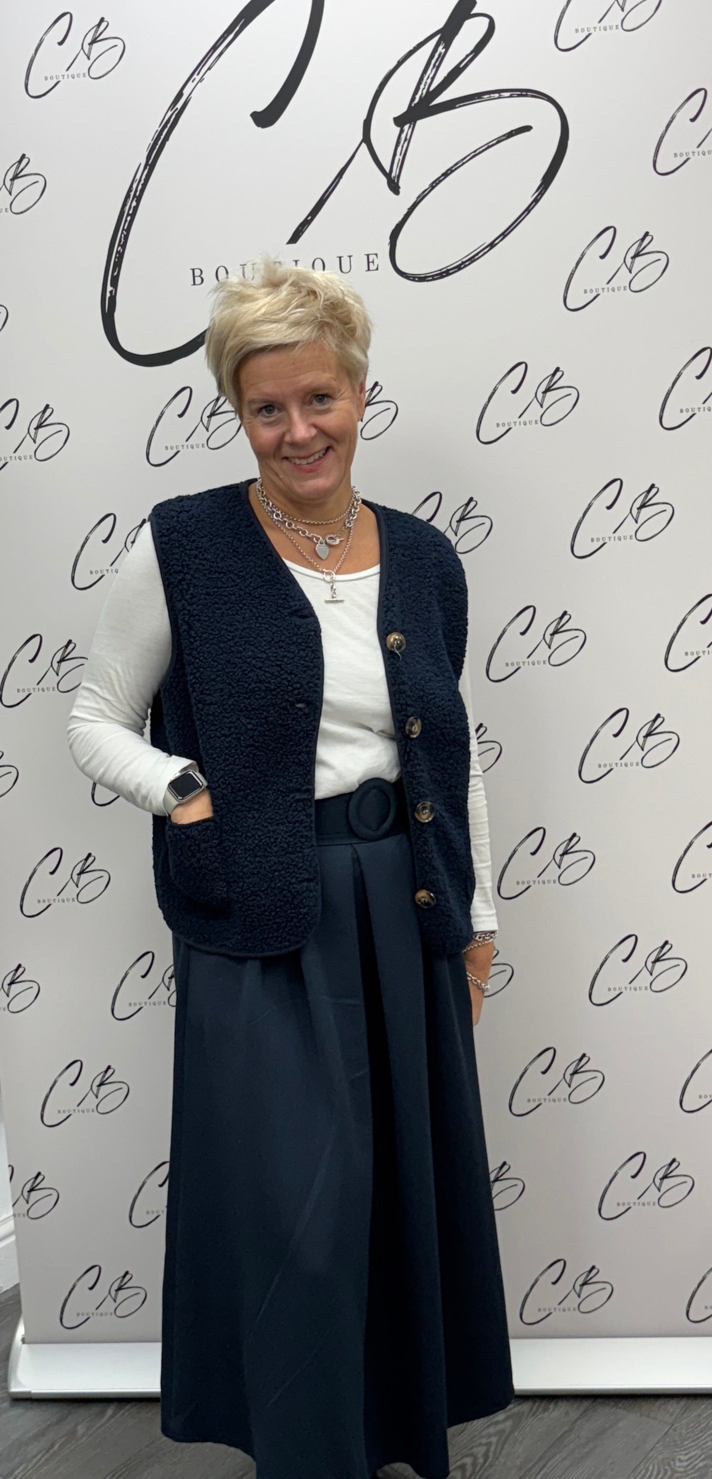 Gloria Navy Belted Skirt