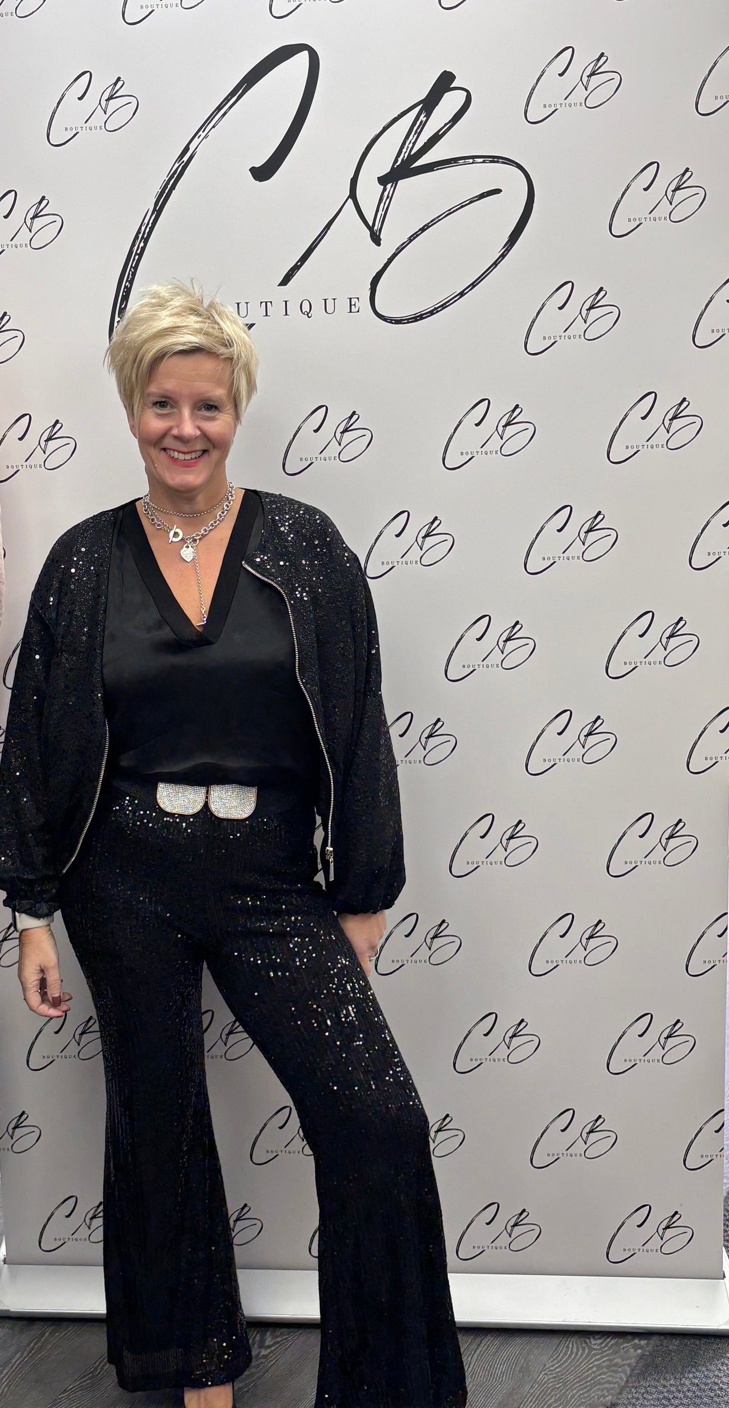 Black Sequin Trousers