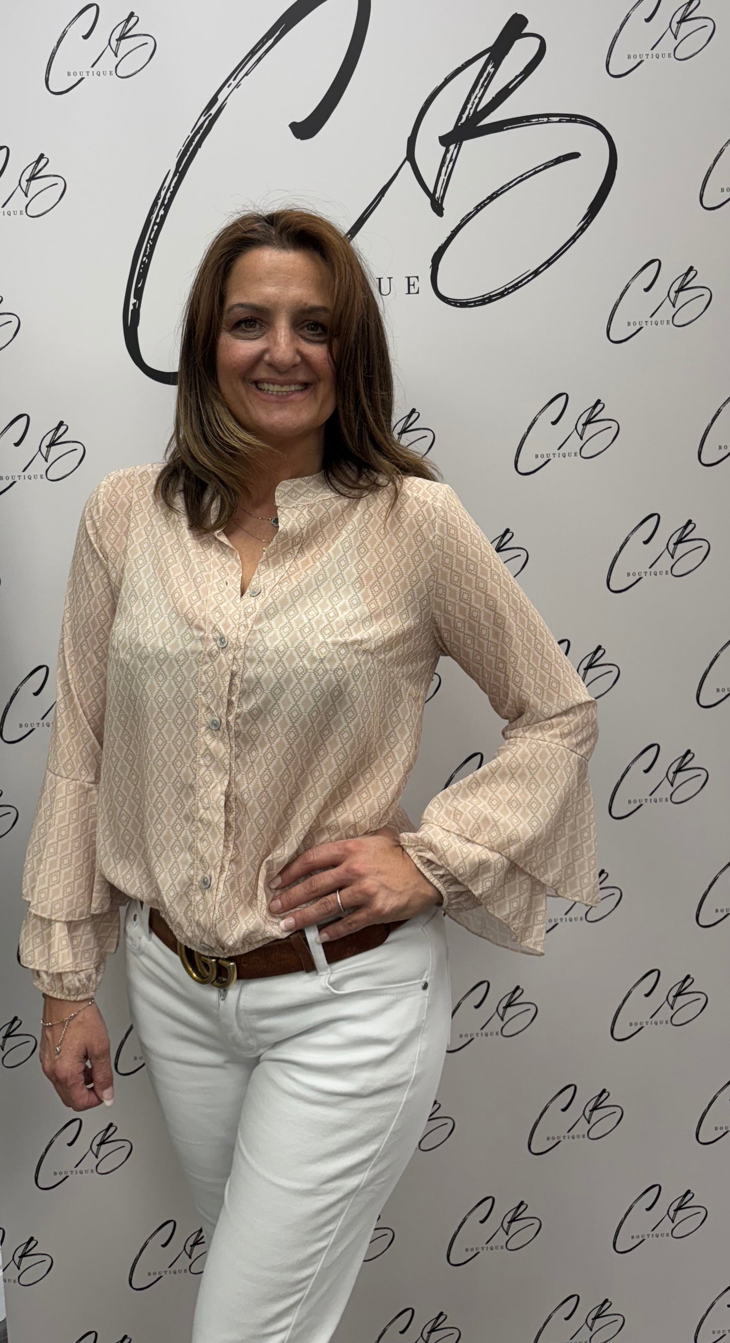 Champagne and cream blouse