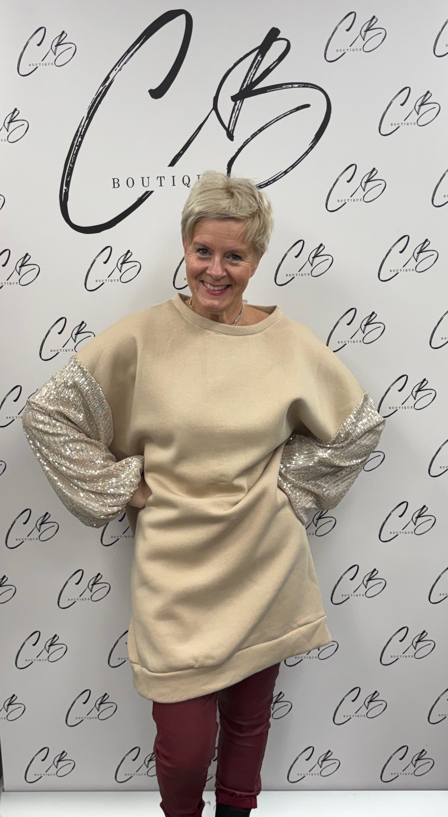 Sequin Sweatshirt - Sand