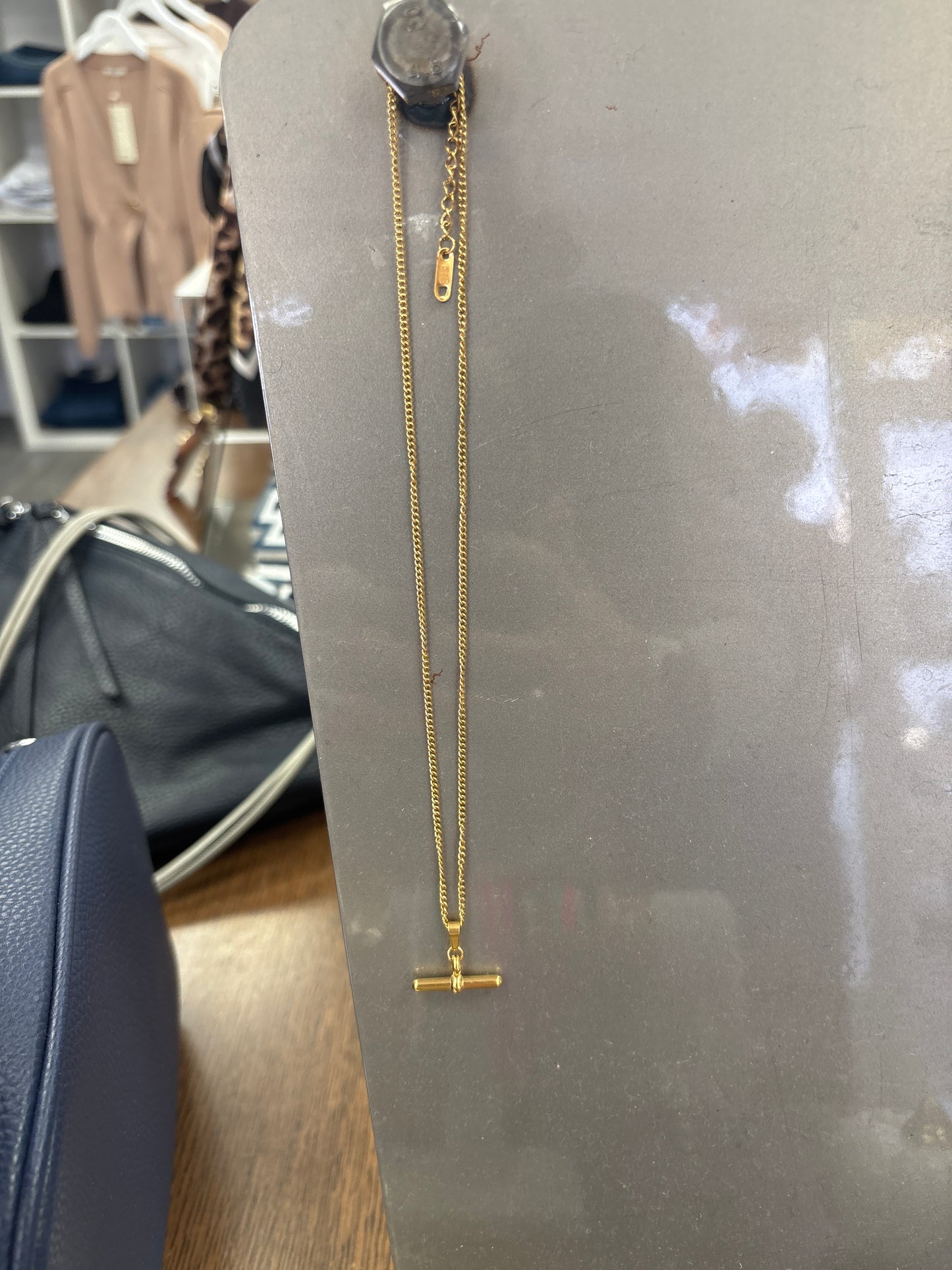 Gold T Bar necklace