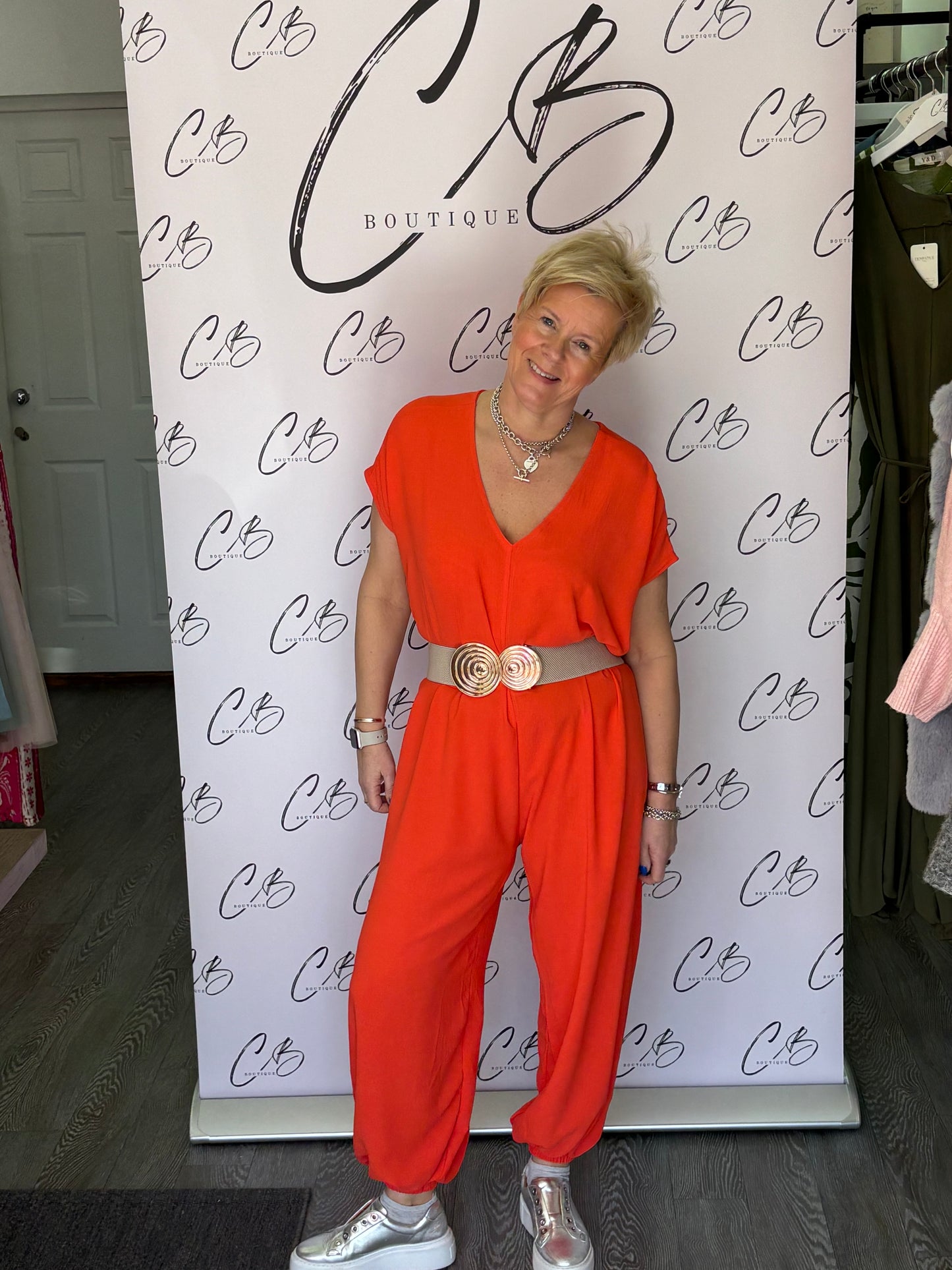 Elasticated cuff Jumpsuit - coral
