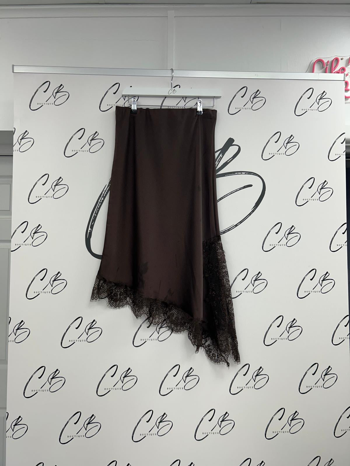 Chocolate Satin asymmetric skirt