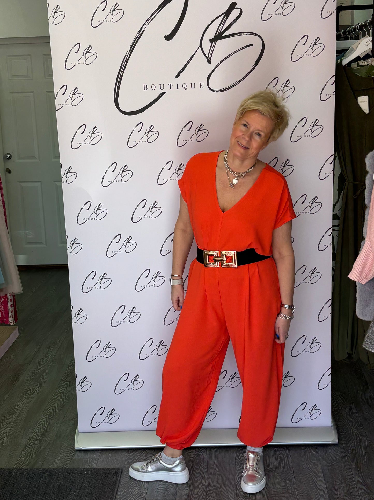 Elasticated cuff Jumpsuit - coral