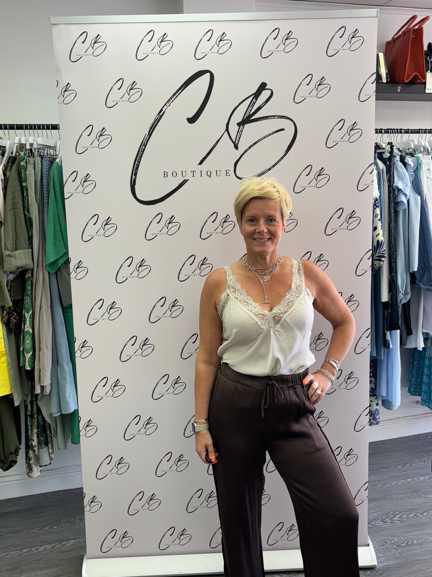 Chocolate satin wide leg trousers