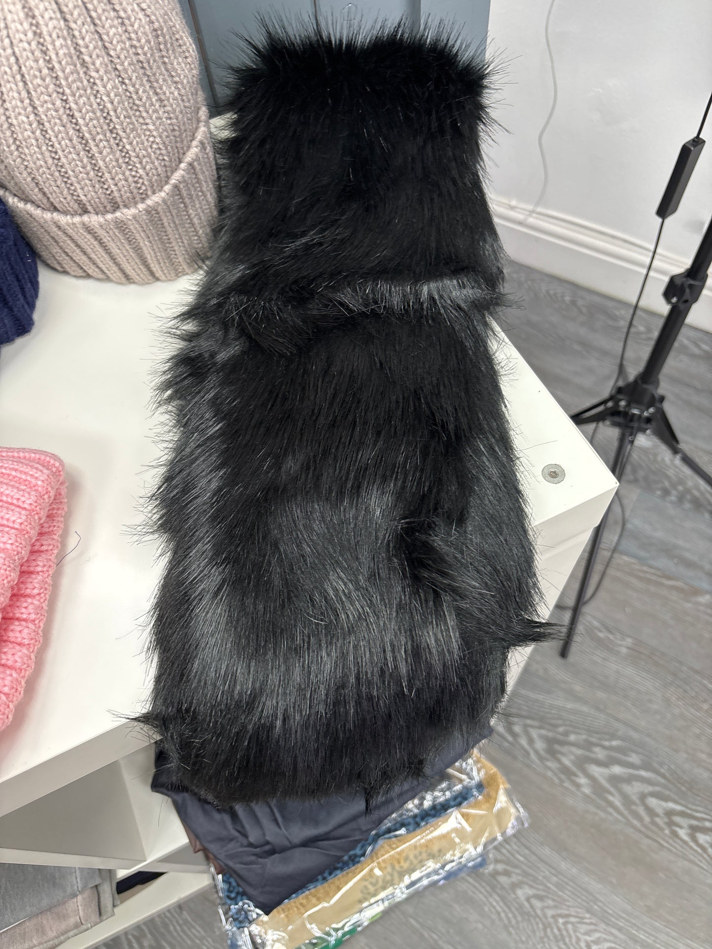 Black Faux Fur Scarf