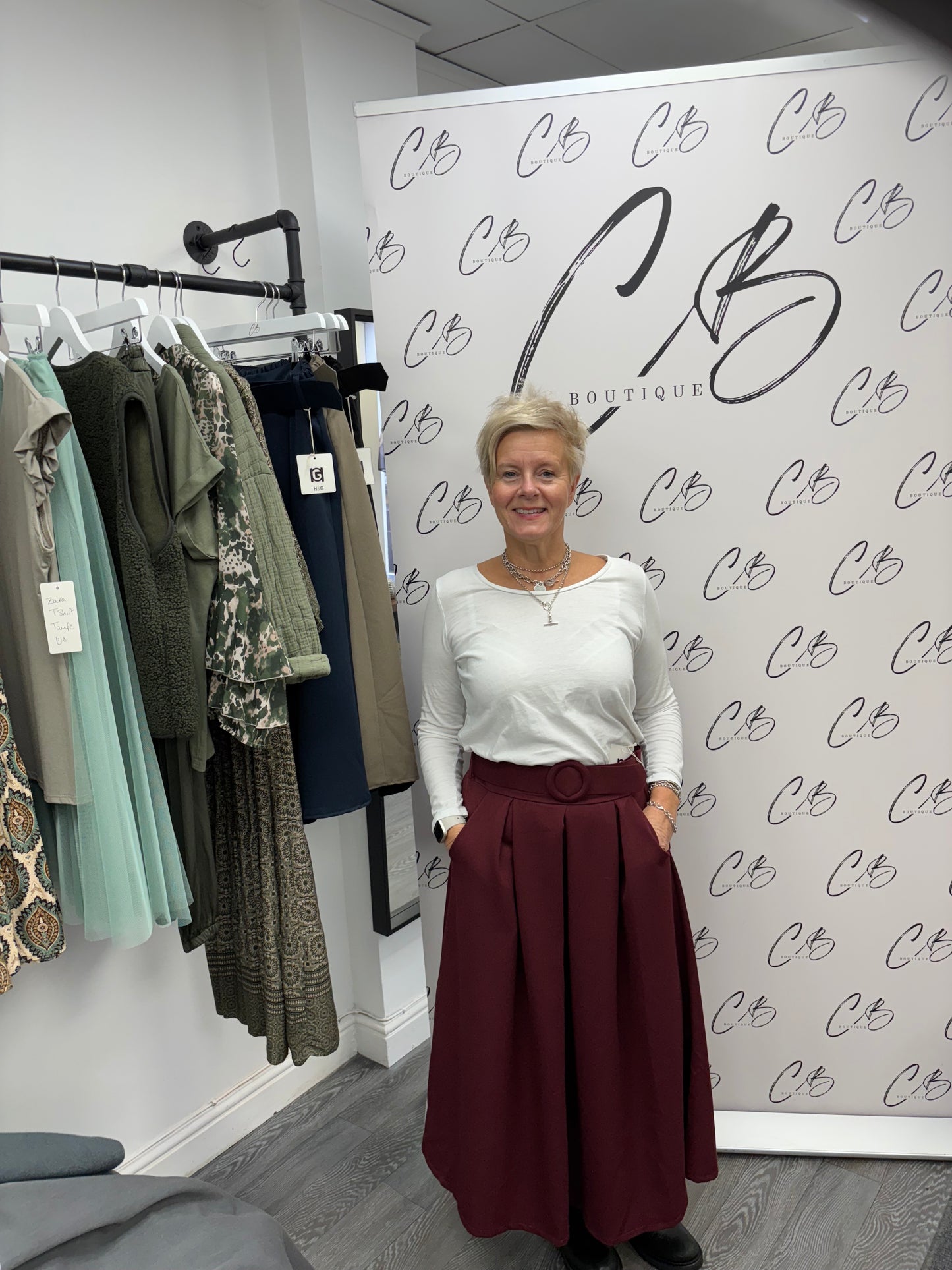 Gloria Wine Belted Skirt