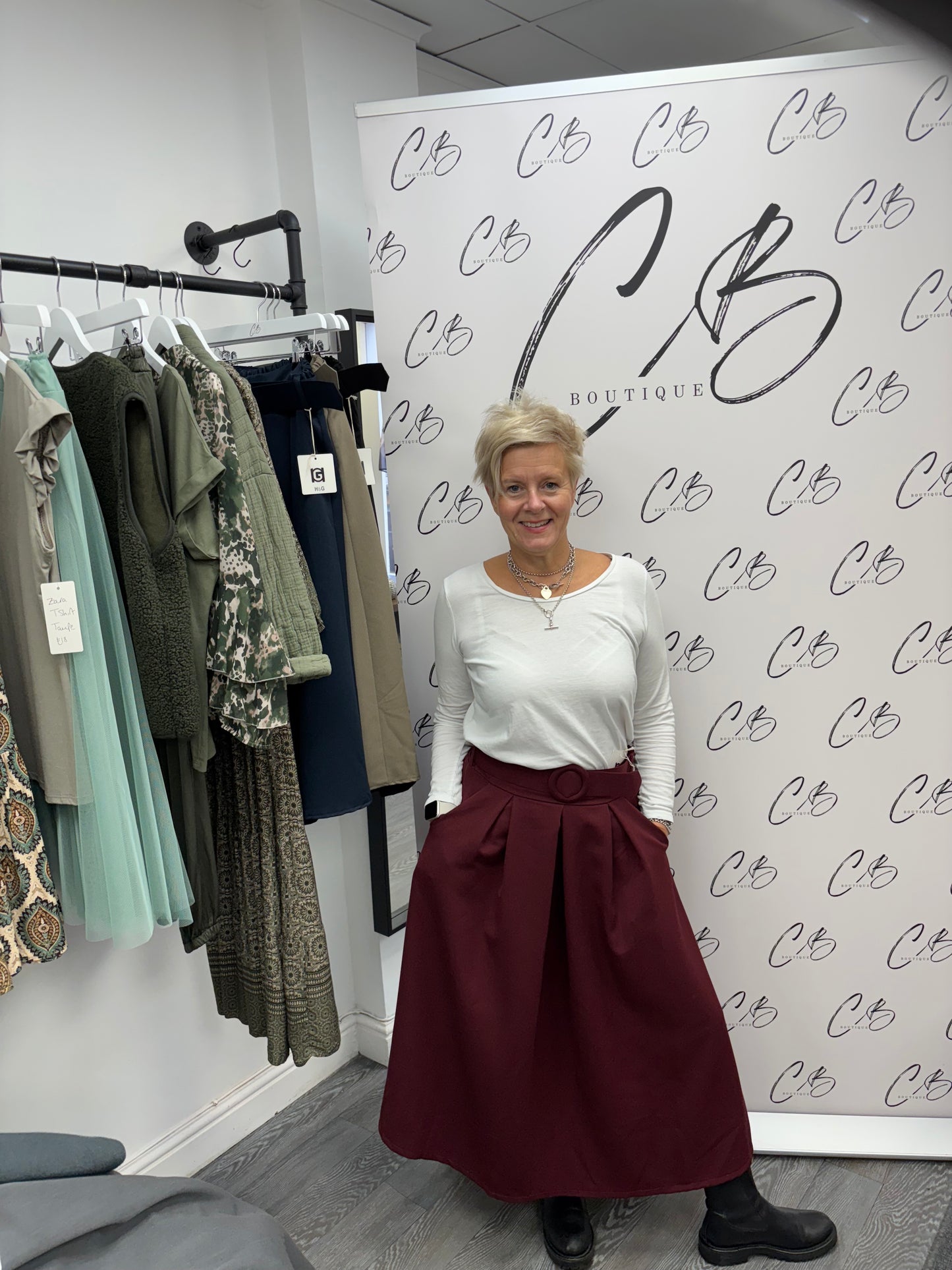 Gloria Wine Belted Skirt