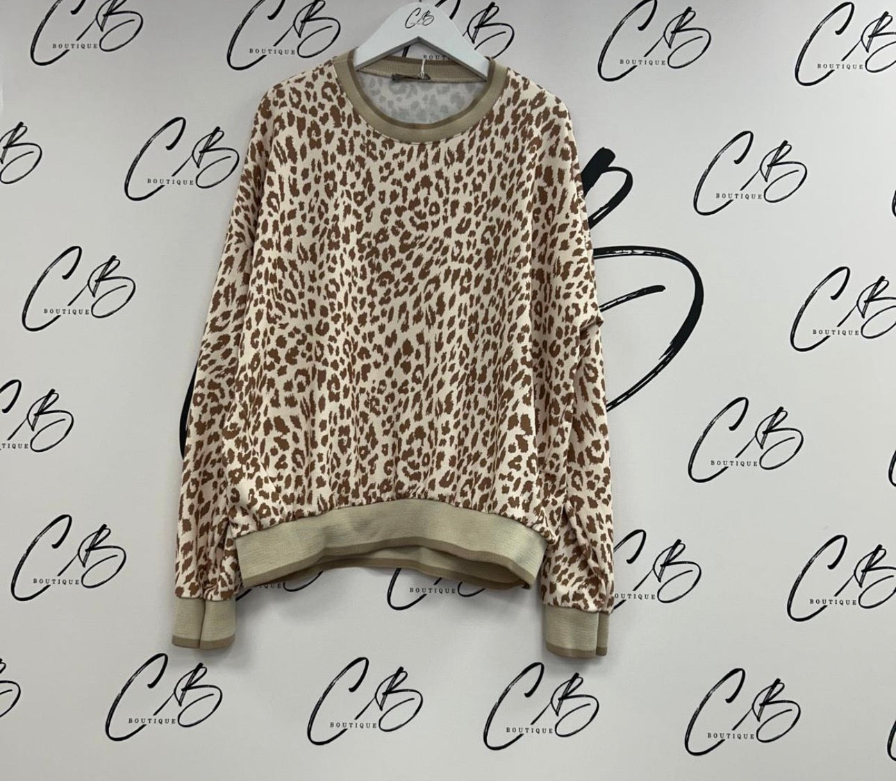 Sand Leopard print round neck top