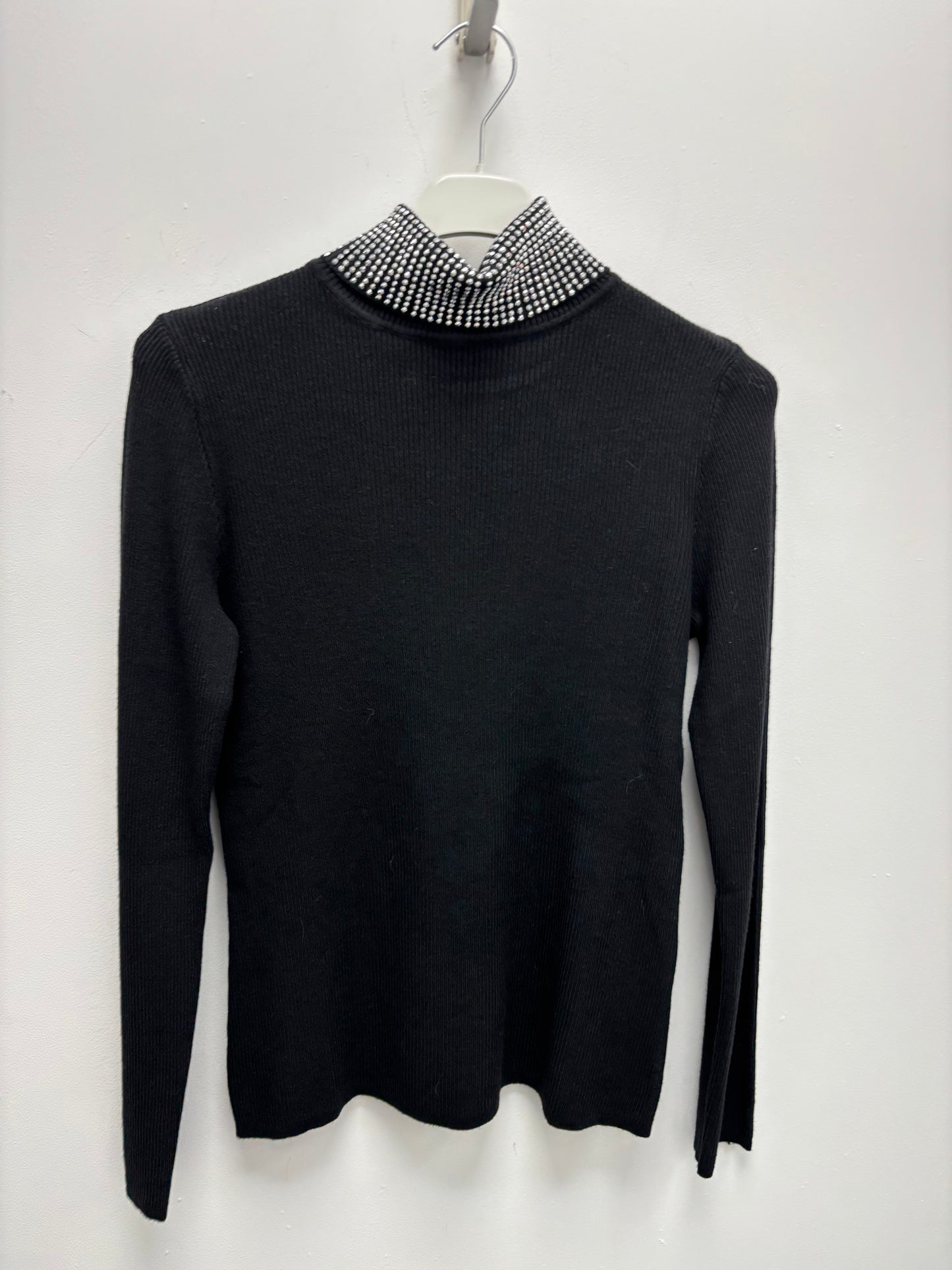 Black Sequin Polo Neck Jumper