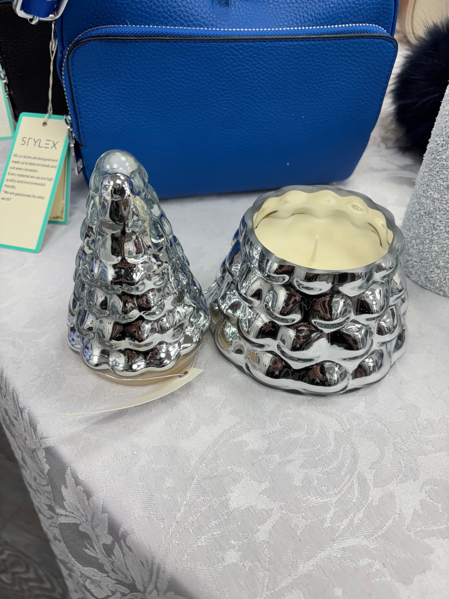 Silver xmas tree candles