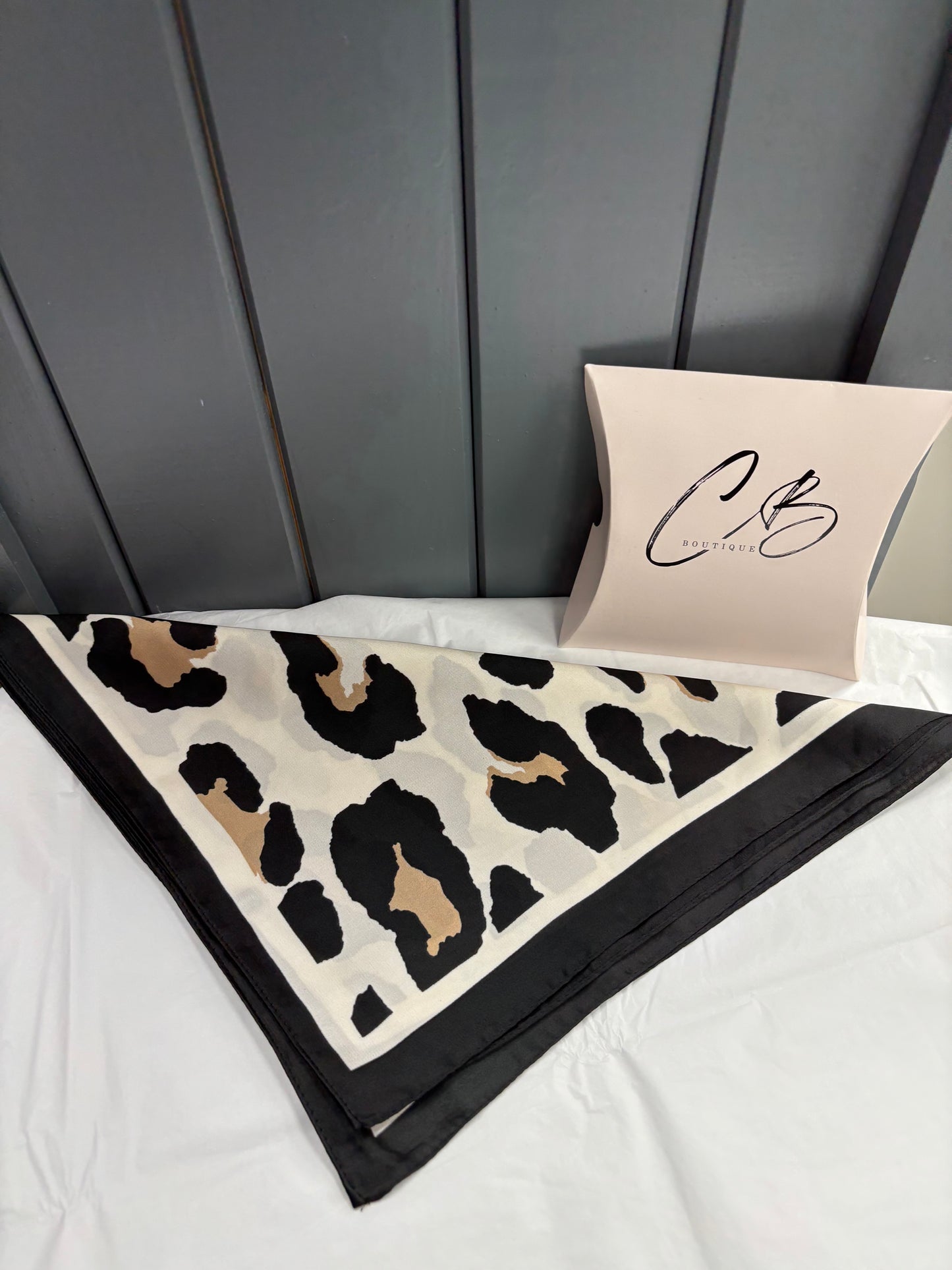 Silk neck black and cream animal print Scarf