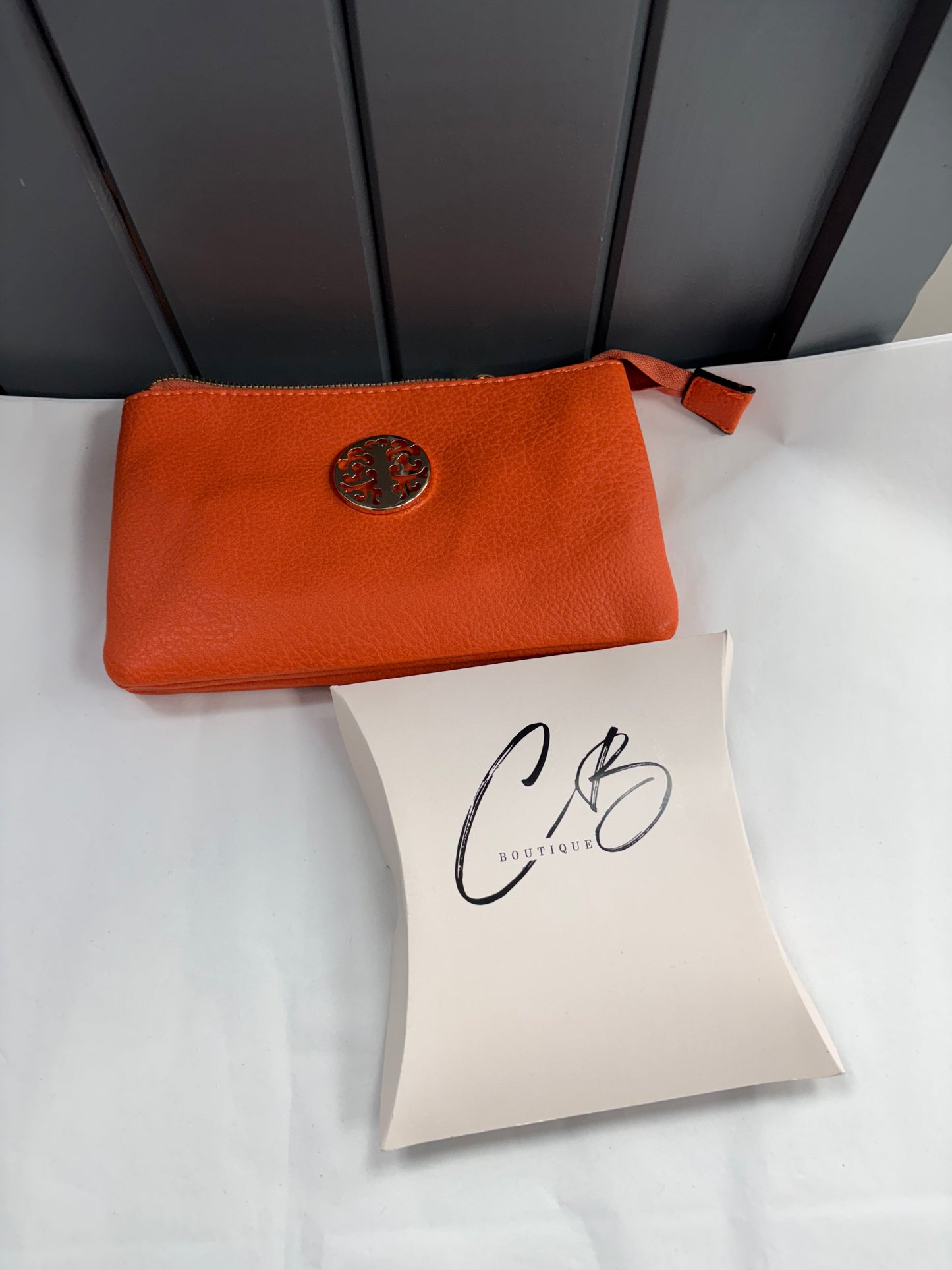 Orange designer style Clutch bag