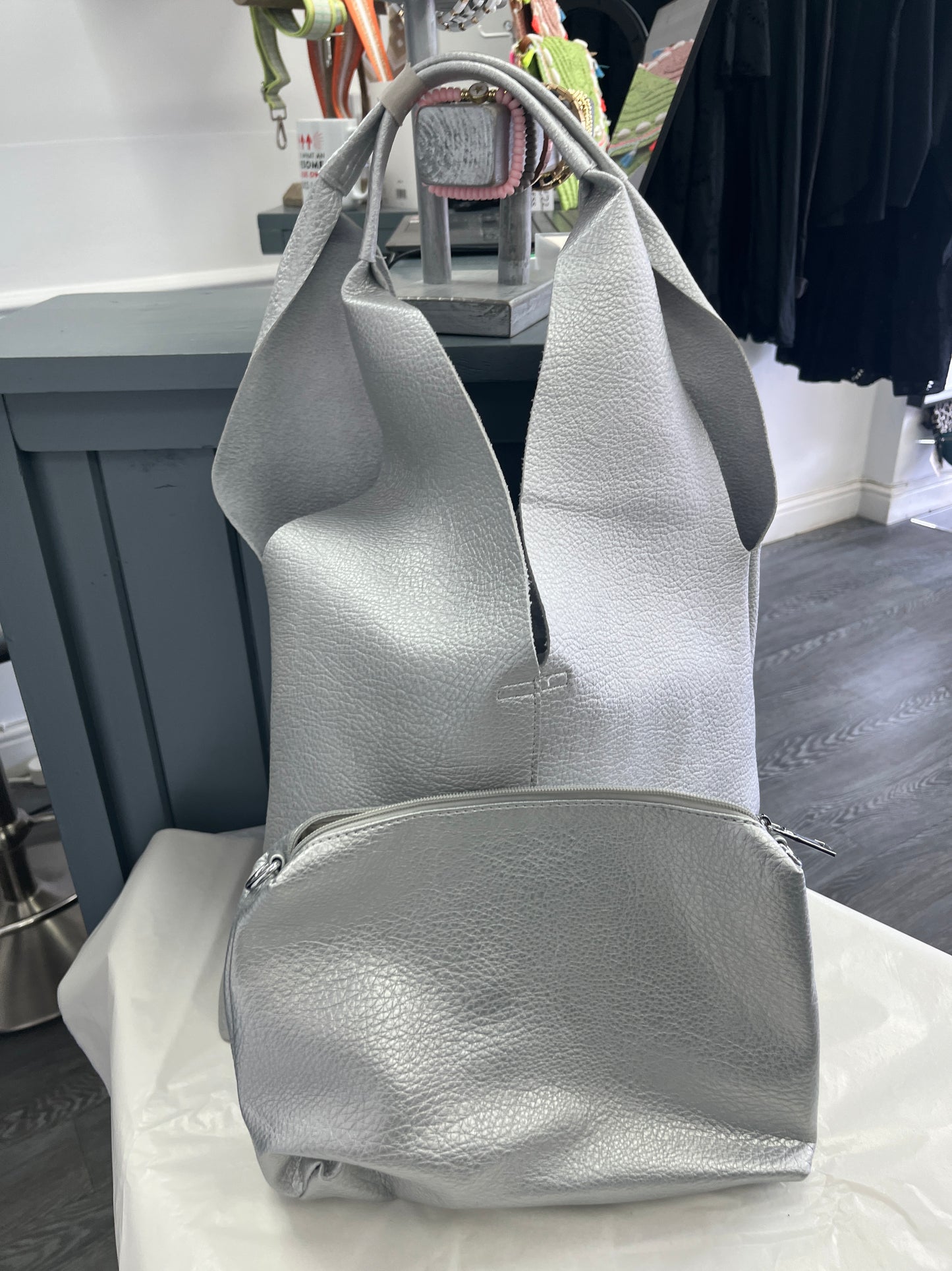 Silver double handbag