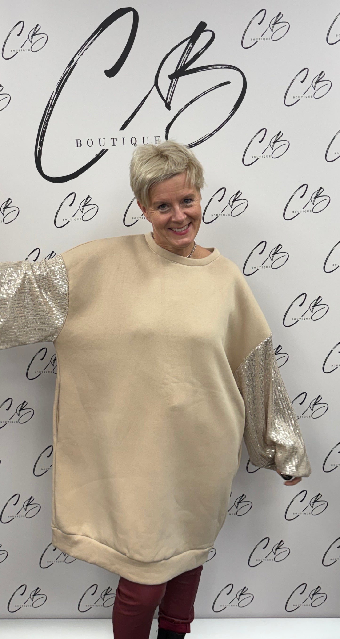 Sequin Sweatshirt - Sand