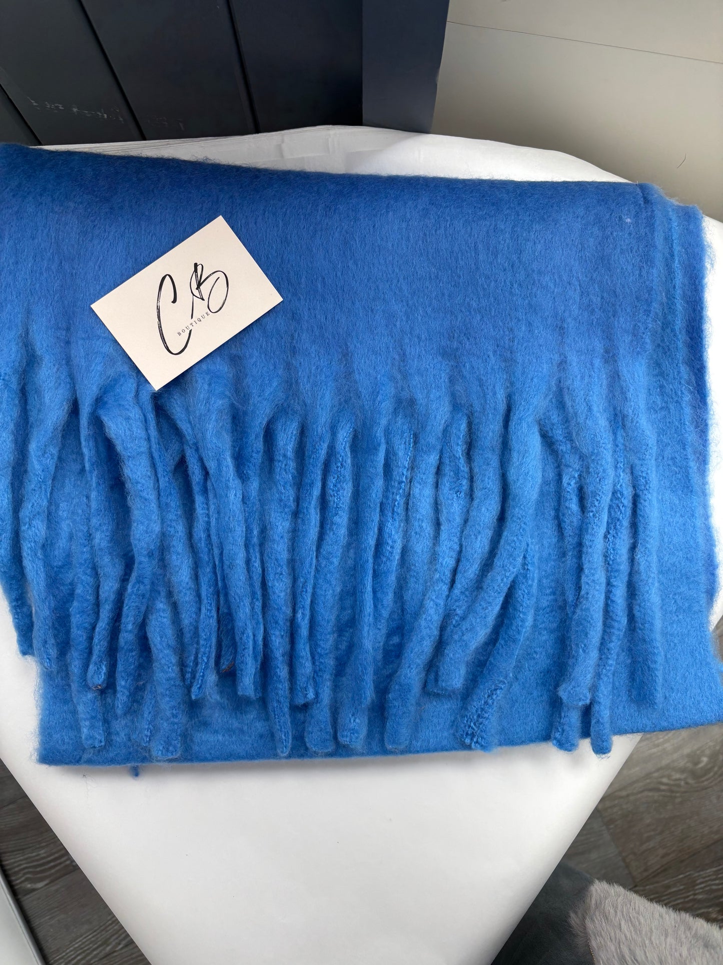 Blue  fluffy scarf