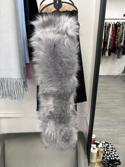 Grey Faux Fur Scarf