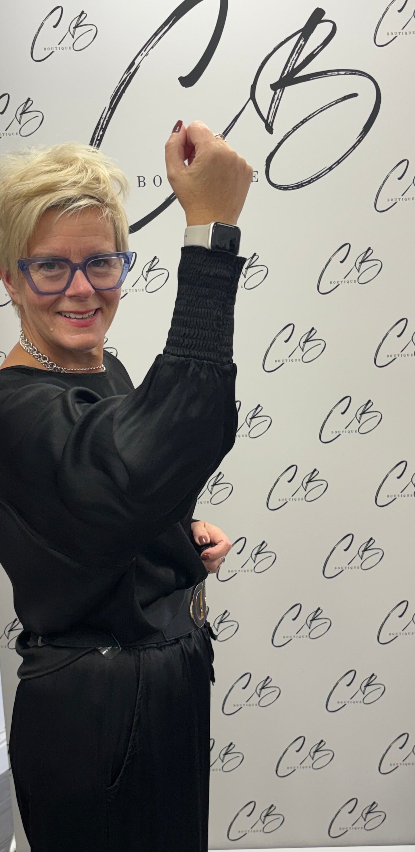 Black Satin cuffed sleeve top