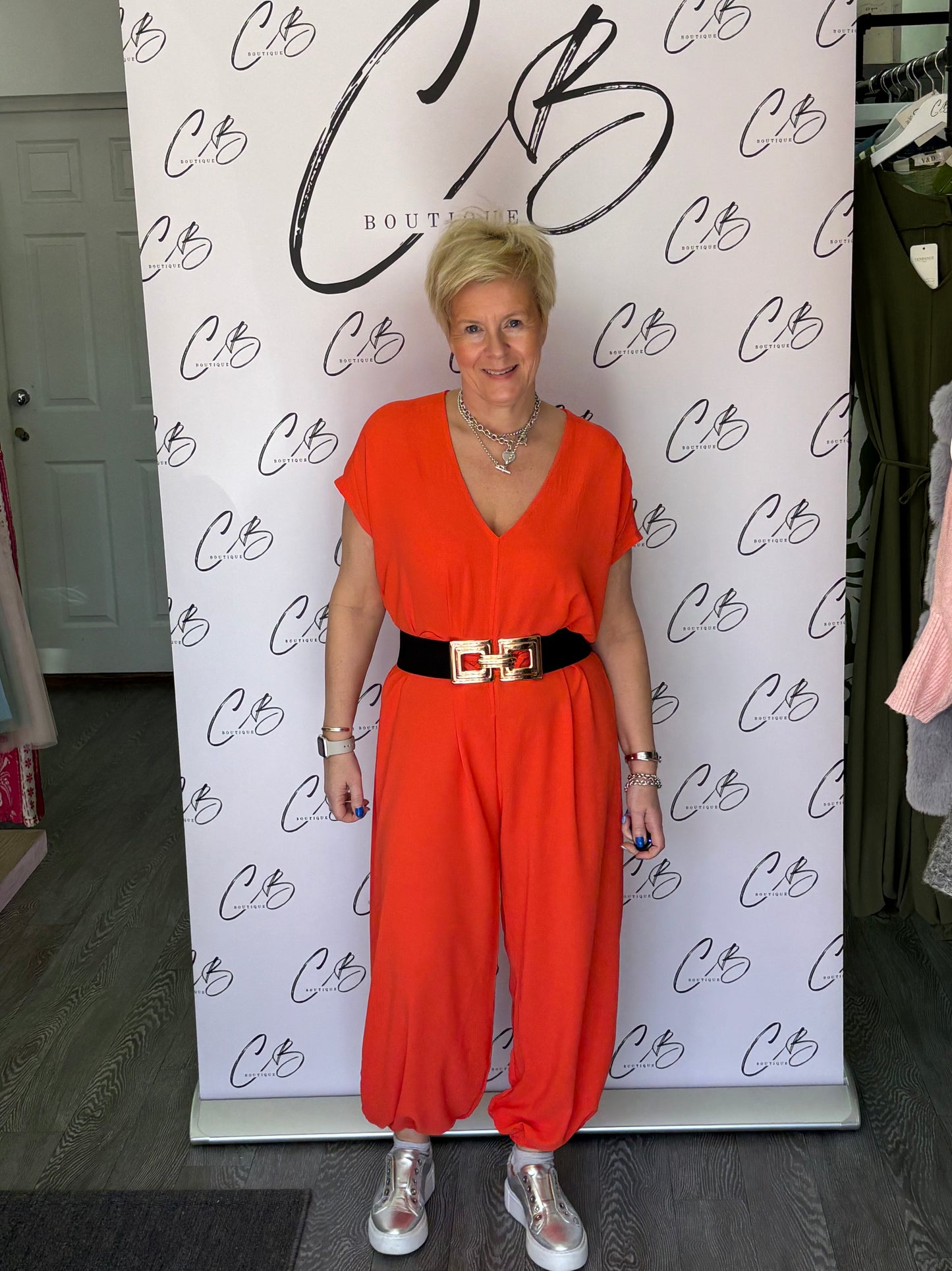 Elasticated cuff Jumpsuit - coral