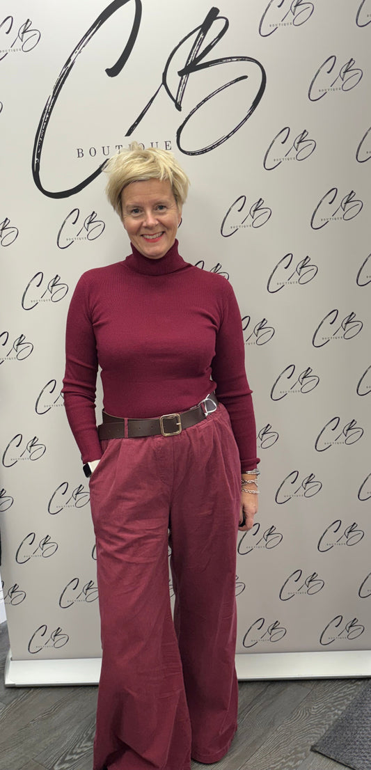 Wine Polo Neck Jumper