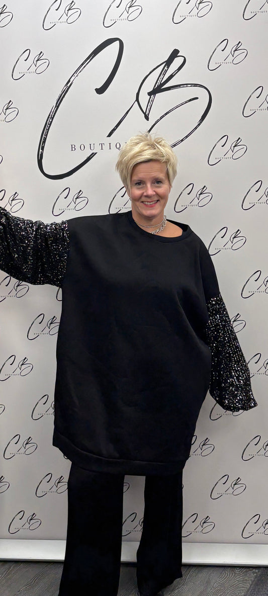 Sequin Sweatshirt - Black