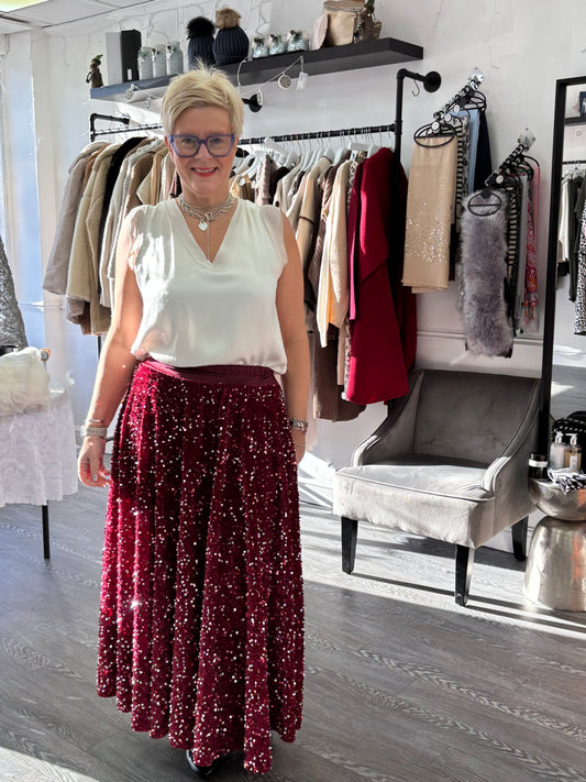 Sequin skirt - Wine