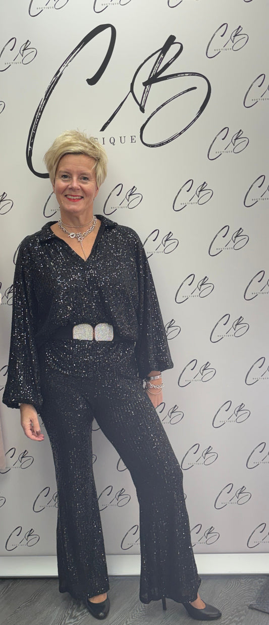 Black and silver Sequin Trousers