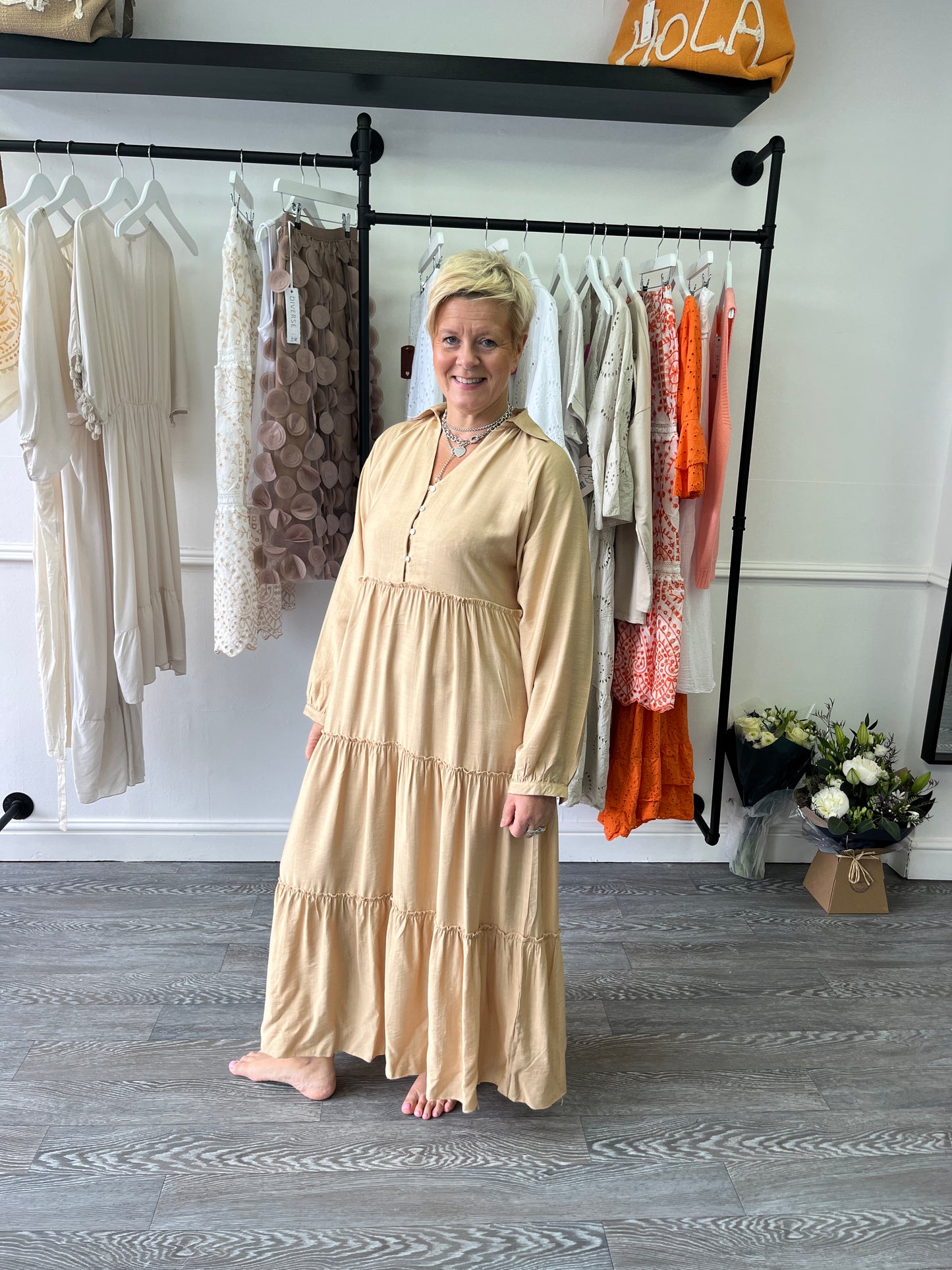 Long Tiered Dress - Gold