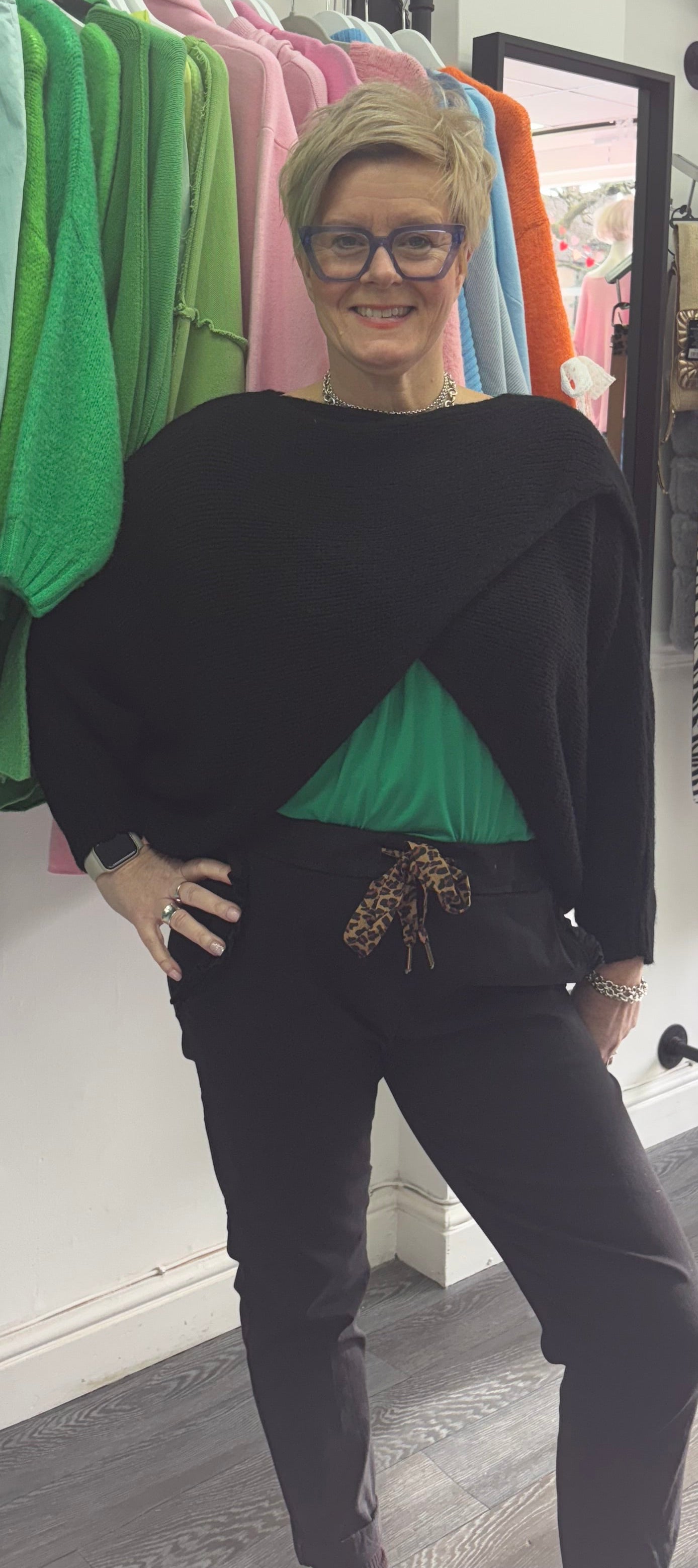 Chunky Black Poncho Bat Wing Jumper