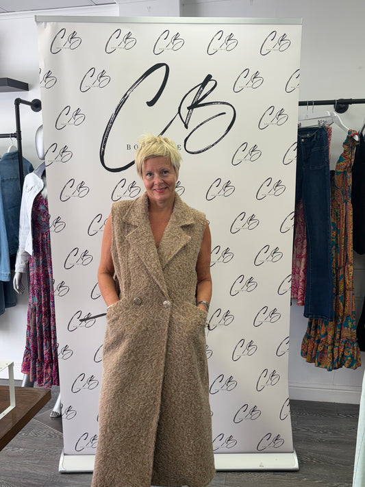 Camel Long Waistcoat