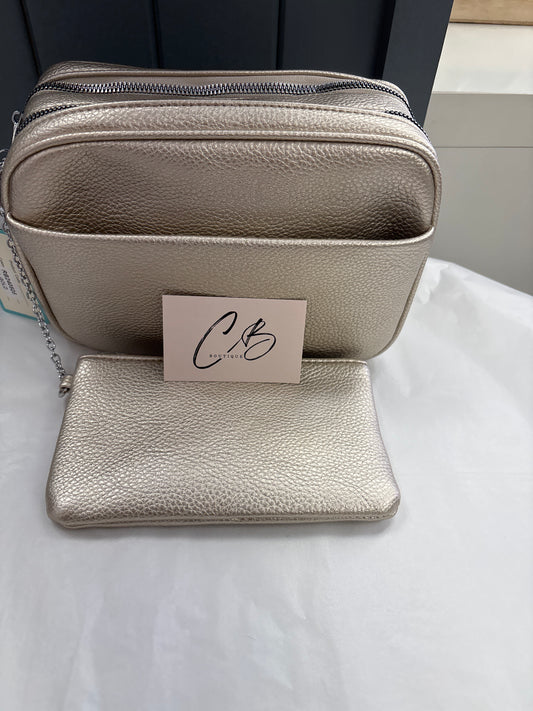 Gold 3 zipped hand Bag with purse