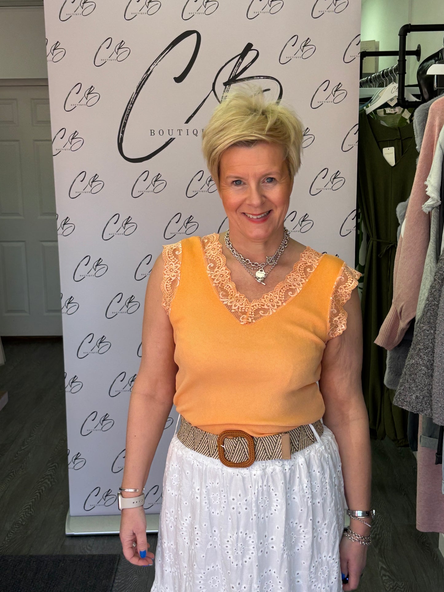 Cotton frilled Vest - orange