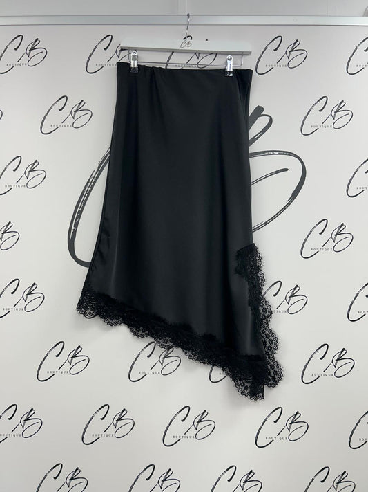 Black Satin asymmetric skirt