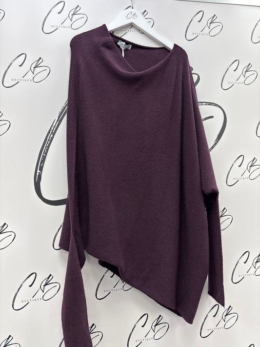 Aubergine Deck Asymmetric Jumper