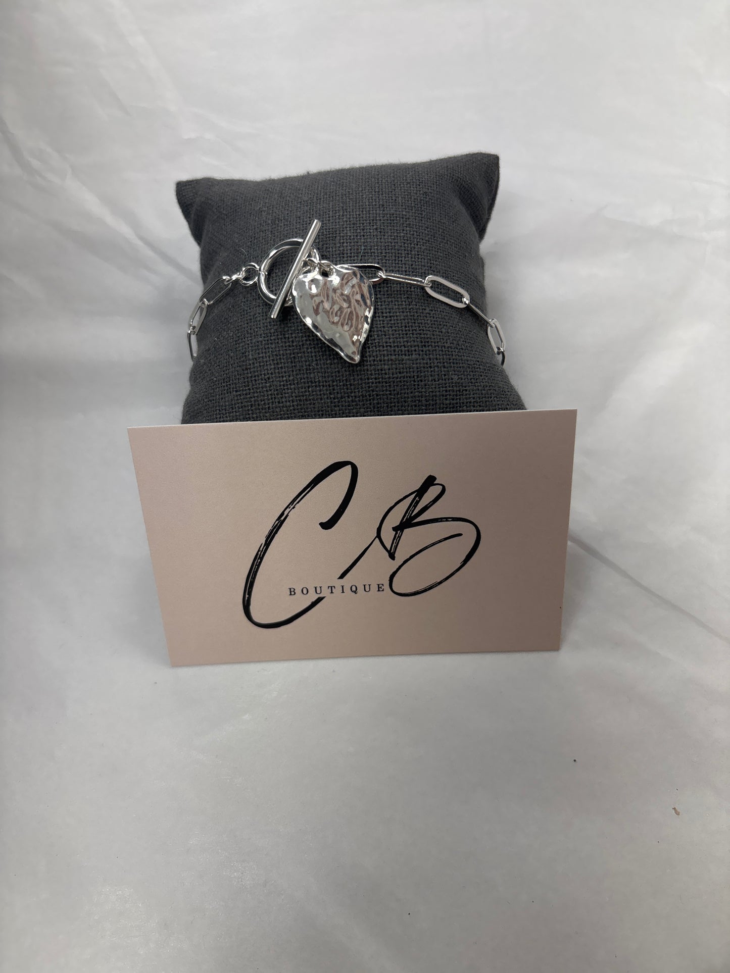 Heart link silver bracelet