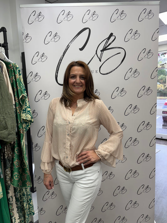 Champagne and cream blouse