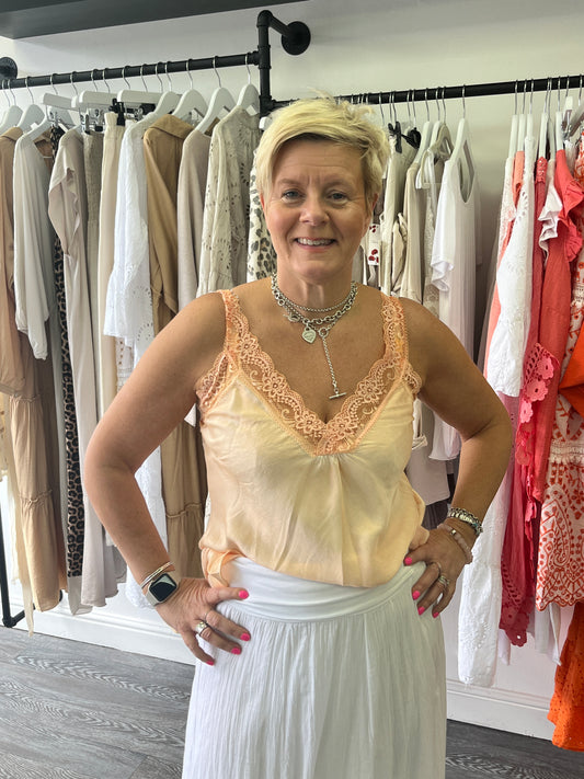 Satin Vest - Peach