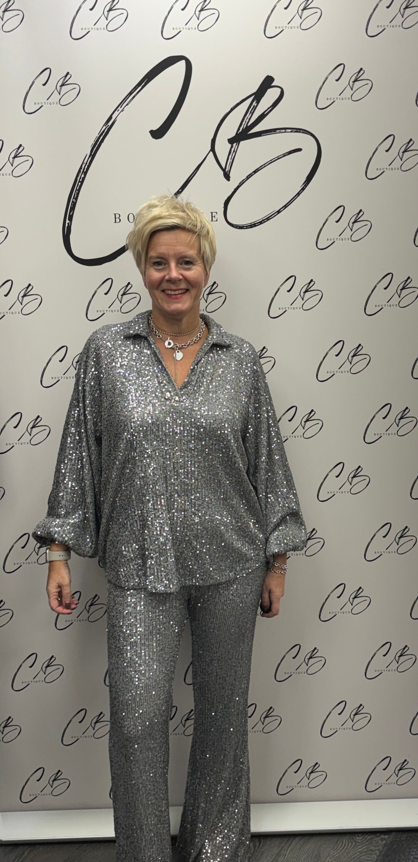 Silver Sequin Trousers