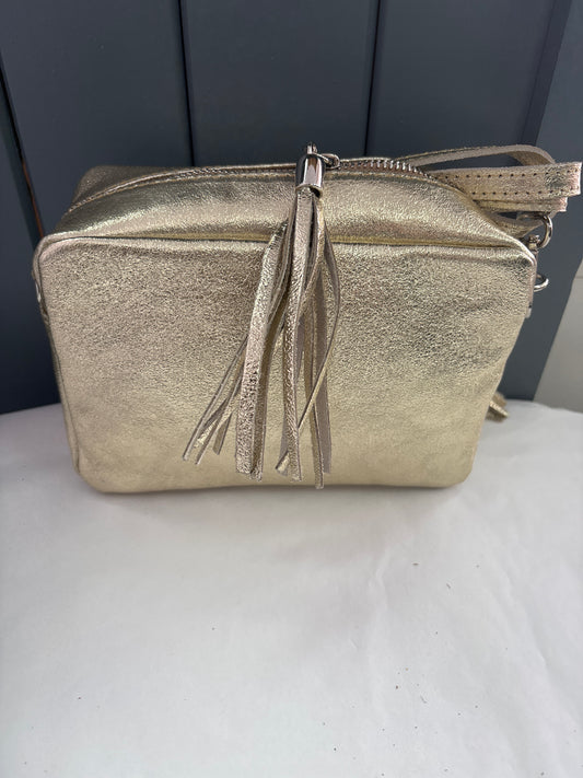 Gold leather hand Bag