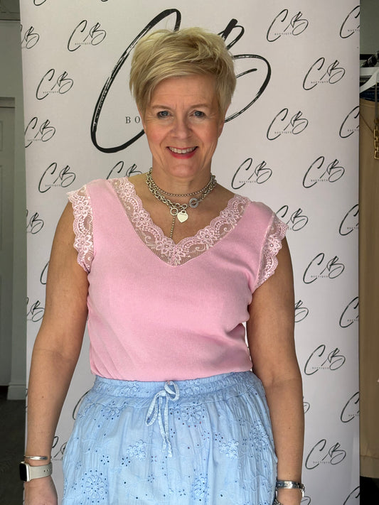 Cotton frilled Vest - Pink
