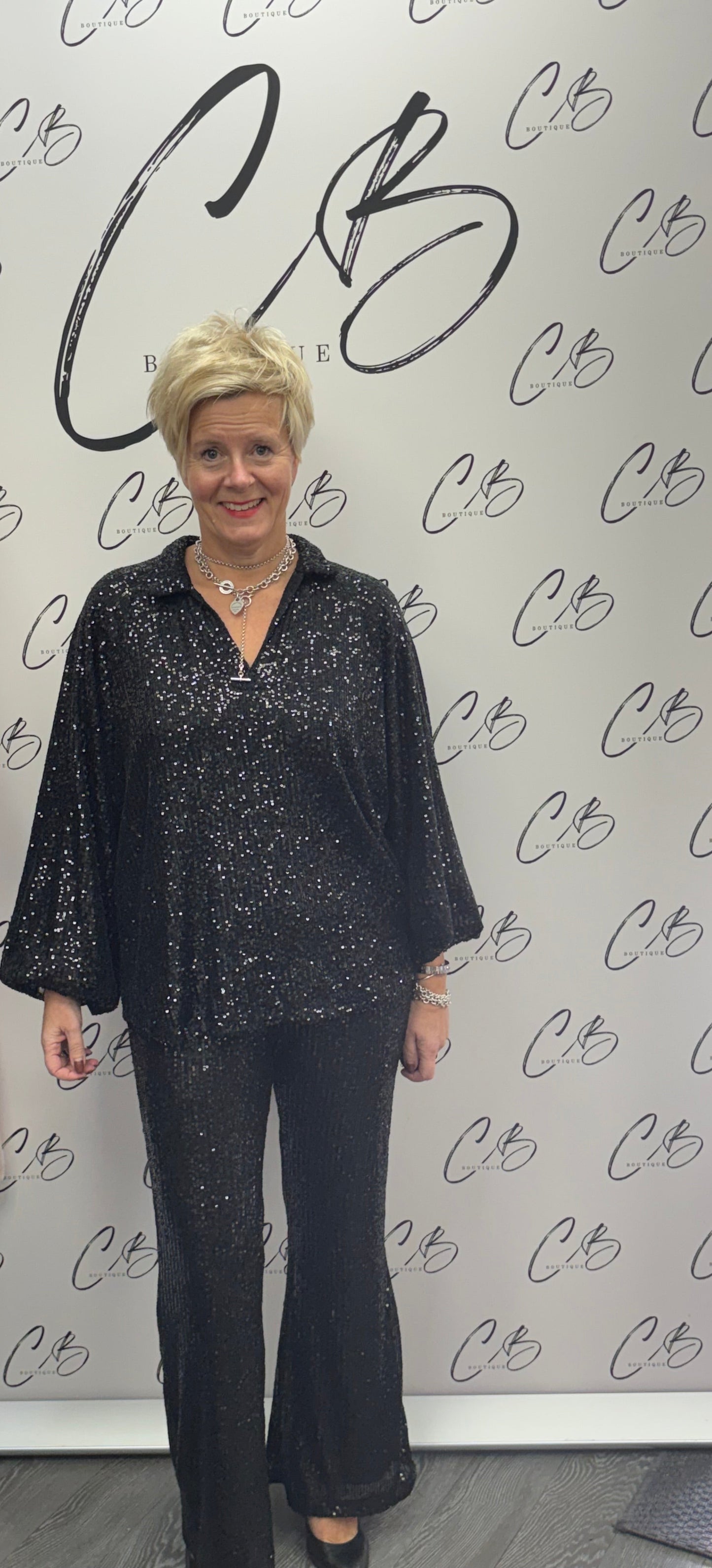 Black and silver Sequin Trousers