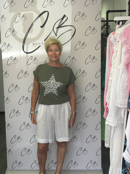 Khaki Large star t shirt