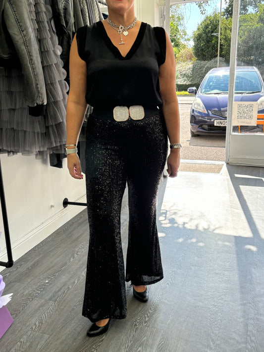 Black and silver Sequin Trousers