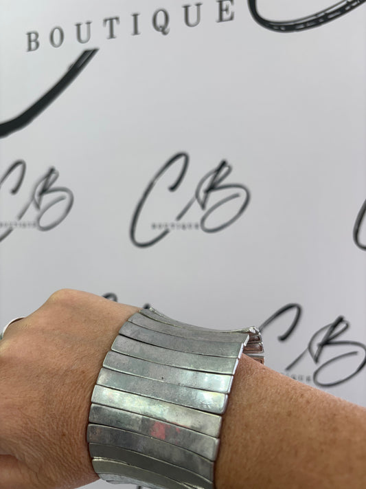 Long slated silver bracelet
