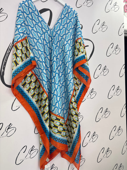 Blue and cream Pattern Kaftan