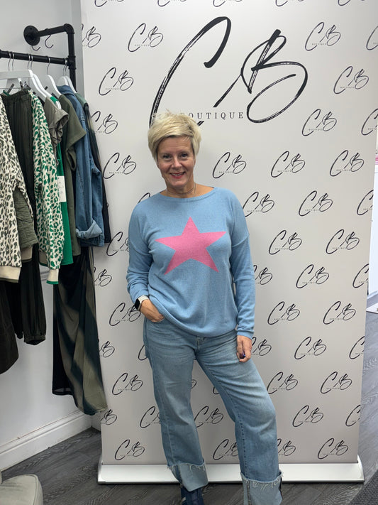 Pale blue Star Jumper part cashmere