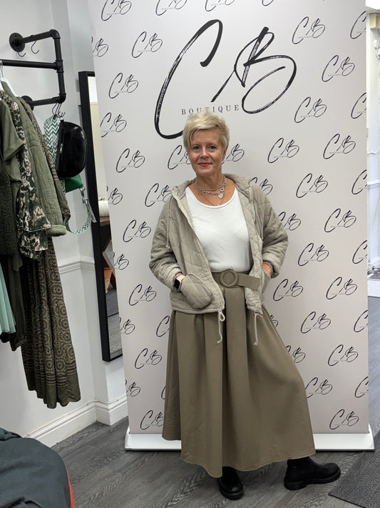 Gloria Khaki Belted Skirt