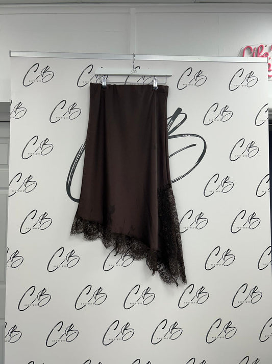 Chocolate Satin asymmetric skirt