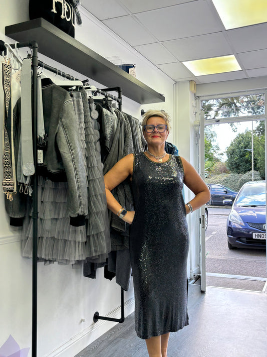 Black Sleeveless Sequin Dress