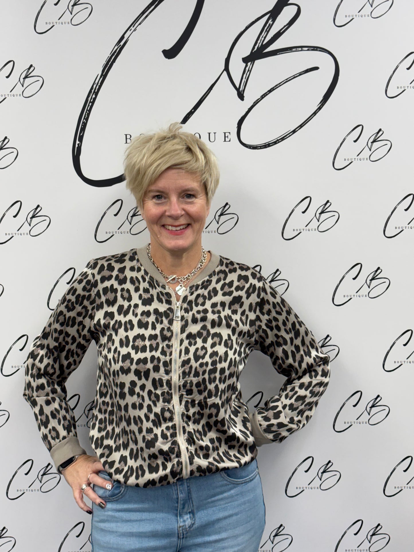 Leopard print Satin Bomber Jacket